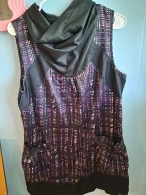 Richard Chai for Target Purple Plaid Cowl-Neck Tank Top with Black Accents